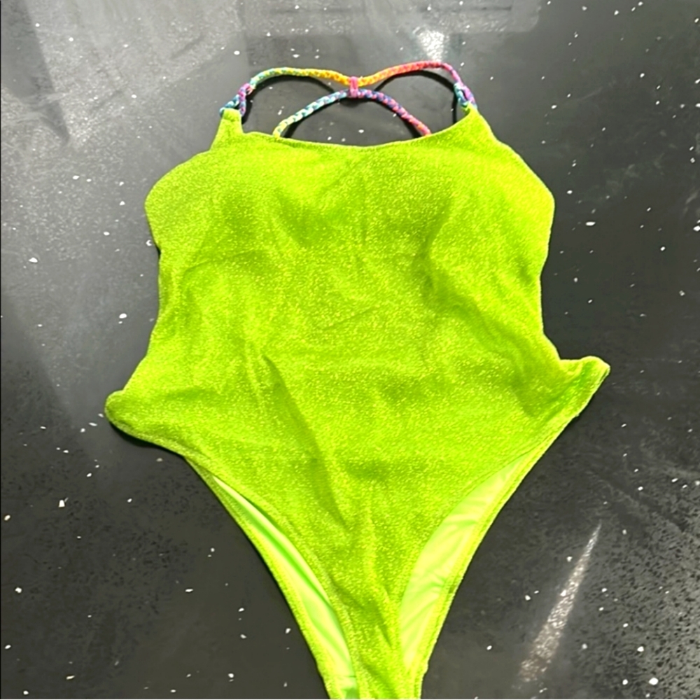 NWT Kurt Geiger Green Glitter 1 Piece Swimsuit
